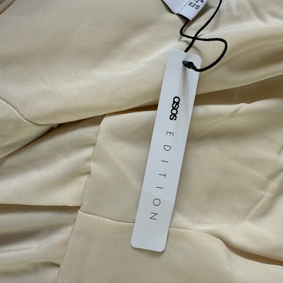 NWT ASOS Edition Cream Textured Bandeau Drape Maxi Dress Size 8 Formal Gown - Picture 9 of 11